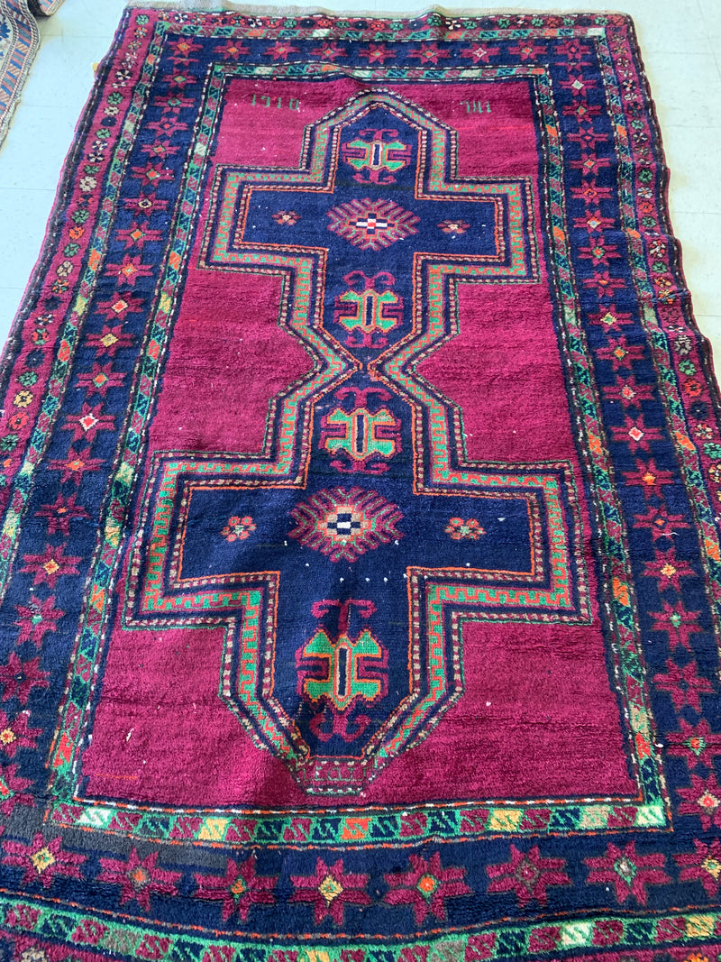 Red Tribal 3'3 X 4'8 Ft Shiraz Oriental Area Rug